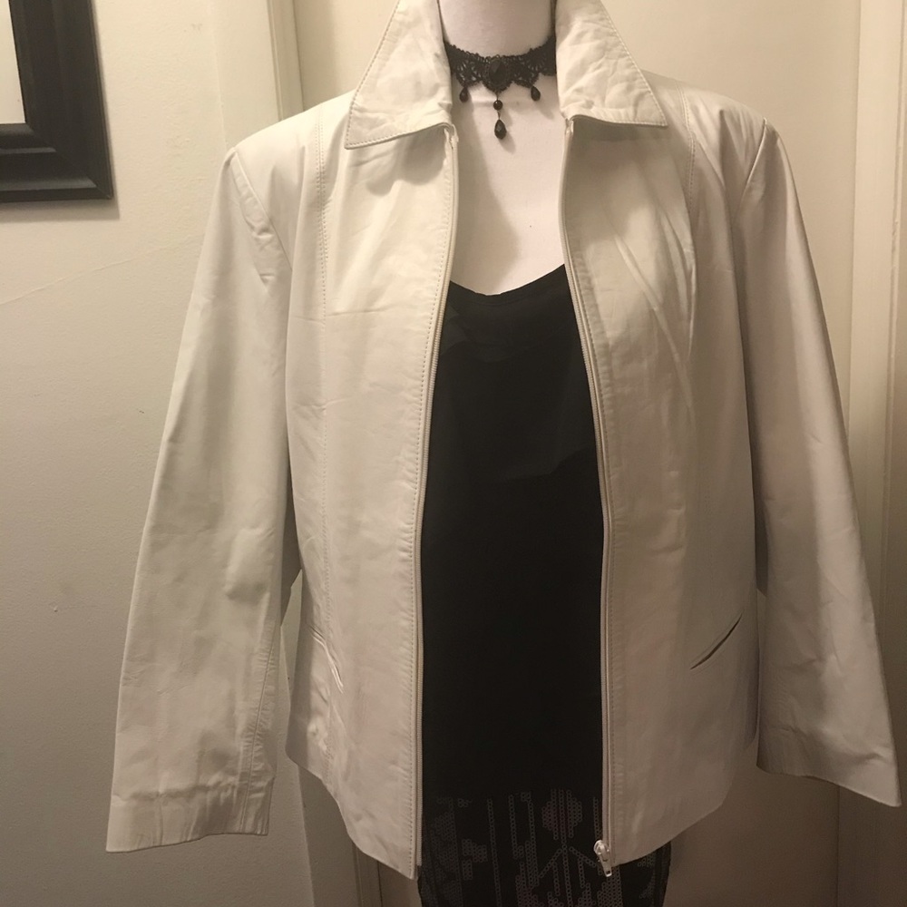 Juan‎ Lopez white 100% leather motorcycle jacket